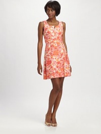 A soft painterly floral dresses up this beautifully figure-flattering style.Vented jewel necklineSleevelessBanded waistDropped skirt with pleated detailsConcealed back zipFully linedAbout 20 from natural waist78% rayon/22% silkDry cleanImportedModel shown is 5'10 (177cm) wearing US size 4. A soft painterly floral dresses up this beautifully figure-flattering style.Vented jewel necklineSleevelessBanded waistDropped skirt with pleated detailsConcealed back zipFully linedAbout 20 from natural waist78% rayon/22% silkDry cleanImportedModel shown is 5'10 (177cm) wearing US size 4.