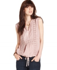 Featuring a breezy, bohemian silhouette and crochet insets, this DKNY Jeans petite top is a great match with skinny jeans or maxi skirts. Transition it to fall by pairing it with a chunky cardigan! Featuring a breezy, bohemian silhouette and crochet insets, this DKNY Jeans petite top is a great match with skinny jeans or maxi skirts. Transition it to fall by pairing it with a chunky cardigan!