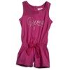 GUESS Kids Girls Little Girl Romper with Mesh Trim, VIOLET (3T)