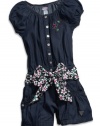 GUESS Kids Girls Big Girl Romper with Sash, INDIGO (14)