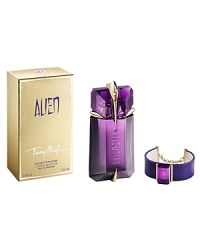 Indulge yourself with the ALIEN fragrance and Thierry Mugler fashion.Included with this purchase of an ALIEN Eau de Parfum Refillable Spray (60 mL/2 fl. oz.) is a signature, genuine leather Mugler bracelet, featuring a faceted purple glass stone and golden accents. The perfect gift for any goddess.