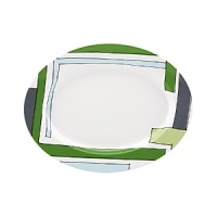 A celebration in every plate, kate spade new york's Block Party collection features a Mondrian-inspired design in blues, greens and charcoal. A celebration in every plate, kate spade new york's Block Party collection features a Mondrian-inspired design in blues, greens and charcoal.