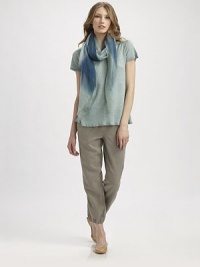 An easygoing, double-dyed v-neck made for comfort and style. V-neckShort sleevesFront and back seamsAbout 26 from shoulder to hemLinenDry cleanImported of Italian fabric Model shown is 5'10 (177cm) wearing US size Small. An easygoing, double-dyed v-neck made for comfort and style. V-neckShort sleevesFront and back seamsAbout 26 from shoulder to hemLinenDry cleanImported of Italian fabric Model shown is 5'10 (177cm) wearing US size Small.