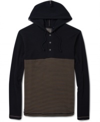 Trendy hoodie with unique colorblocking stripes by LRG for cool and sporty style. Trendy hoodie with unique colorblocking stripes by LRG for cool and sporty style.