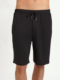 Ideal for sleeping or or weekend lounging at home, this luxurious lounge short is silky smooth to the touch and drapes softly without clinging or sacrificing a comfortable fit.Drawstring elastic waistSide slash pockets, back patch pocketInseam, about 996% rayon/4% spandexMachine washImported Ideal for sleeping or or weekend lounging at home, this luxurious lounge short is silky smooth to the touch and drapes softly without clinging or sacrificing a comfortable fit.Drawstring elastic waistSide slash pockets, back patch pocketInseam, about 996% rayon/4% spandexMachine washImported