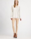 Lightweight stretch cotton in a super skinny style cropped just at the ankle.THE FITFitted through hips and thighsRise, about 9Inseam, about 28THE DETAILSZip flyFive-pocket styleBack patch pockets98% cotton/2% elastaneDry cleanMade in USA of imported fabricModel shown is 5'9 (175cm) wearing US size 4.
