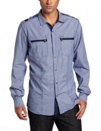 Marc Ecko Cut & Sew Men's Mini Ck Zip Pockets Shirt Marc Ecko Cut & Sew Men's Mini Ck Zip Pockets Shirt