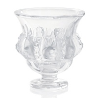 The unique shape of this vase, with its short bowl and wide mouth, lends to its appeal. The alternating sparrows and vines are enhanced by the traditional Lalique satin-finish. The unique shape of this vase, with its short bowl and wide mouth, lends to its appeal. The alternating sparrows and vines are enhanced by the traditional Lalique satin-finish.