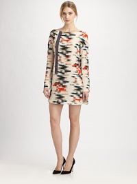 Supple silk patterned with a kinetic, geometric print, which is mirrored by a bold, vertical grosgrain ribbon inset.Modified boatneckLong sleevesGrosgrain bodice insetWaist seamConcealed shoulder zipAbout 17 from natural waistSilkDry cleanMade in Italy of imported fabricModel shown is 5'11 (180cm) wearing US size 4. Supple silk patterned with a kinetic, geometric print, which is mirrored by a bold, vertical grosgrain ribbon inset.Modified boatneckLong sleevesGrosgrain bodice insetWaist seamConcealed shoulder zipAbout 17 from natural waistSilkDry cleanMade in Italy of imported fabricModel shown is 5'11 (180cm) wearing US size 4.