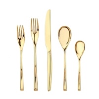 This opulent 5-piece flatware set from Sambonet gets its distinctive polished gold finish through an innovative plating process called physical vapor deposition (PVD). The result is a place setting that is both glamorous and scratch resistant. This opulent 5-piece flatware set from Sambonet gets its distinctive polished gold finish through an innovative plating process called physical vapor deposition (PVD). The result is a place setting that is both glamorous and scratch resistant.