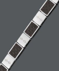 Modern design for the stylish male. This innovative men's bracelet features a rectangular link made of stainless steel and carbon fiber, with round-cut diamond accents. Approximate length: 8-1/2 inches. Modern design for the stylish male. This innovative men's bracelet features a rectangular link made of stainless steel and carbon fiber, with round-cut diamond accents. Approximate length: 8-1/2 inches.