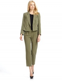 THE LOOKNotched lapelsLightly padded shouldersLong sleevesDouble breastedButton front closureChest slash pocketsTHE FITAbout 20½ from shoulder to hemTHE MATERIALTencelFully linedCARE & ORIGINHand washImportedModel shown is 5'10 (177cm) wearing US size Small. THE LOOKNotched lapelsLightly padded shouldersLong sleevesDouble breastedButton front closureChest slash pocketsTHE FITAbout 20½ from shoulder to hemTHE MATERIALTencelFully linedCARE & ORIGINHand washImportedModel shown is 5'10 (177cm) wearing US size Small.