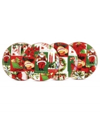 Covered in joyous symbols of the season, Holiday Vintage Paper appetizer plates from Martha Stewart Collection evoke rich and traditional wrapping paper motifs from holidays long ago. Each features a slightly different collage, all in red, green, white and gold. Covered in joyous symbols of the season, Holiday Vintage Paper appetizer plates from Martha Stewart Collection evoke rich and traditional wrapping paper motifs from holidays long ago. Each features a slightly different collage, all in red, green, white and gold.