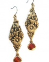 Lucky Brand Hitch Hiker Floral Cluster Drop Earring w Amber Semi-Precious Accents Antique Gold