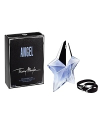 Indulge yourself with the ANGEL fragrance and Thierry Mugler fashion. Included in this purchase of an ANGEL Shooting Star Eau de Parfum Refillable Spray (50 mL/1.7 fl. oz.) is a signature, genuine leather Mugler bracelet. The bracelet is accented with a silver star-a stylish and luxurious treat to adorn the wrist of any ANGEL diva. Indulge yourself with the ANGEL fragrance and Thierry Mugler fashion. Included in this purchase of an ANGEL Shooting Star Eau de Parfum Refillable Spray (50 mL/1.7 fl. oz.) is a signature, genuine leather Mugler bracelet. The bracelet is accented with a silver star-a stylish and luxurious treat to adorn the wrist of any ANGEL diva.