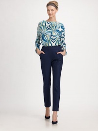 A vibrant, geometric prism print decorates this silk silhouette.Draped boatneckLong sleeves with vented cuffsAsymmetrical bodice drapeSilkDry cleanMade in Italy of imported fabricModel shown is 5'9 (175cm) wearing US size 4. A vibrant, geometric prism print decorates this silk silhouette.Draped boatneckLong sleeves with vented cuffsAsymmetrical bodice drapeSilkDry cleanMade in Italy of imported fabricModel shown is 5'9 (175cm) wearing US size 4.