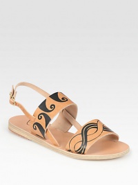 Handmade from smooth leather, this vacation-ready basic has an adjustable slingback and a unique wave print. Leather upperLeather lining and soleMade in GreeceOUR FIT MODEL RECOMMENDS ordering true whole size; ½ sizes should order the next whole size up. Handmade from smooth leather, this vacation-ready basic has an adjustable slingback and a unique wave print. Leather upperLeather lining and soleMade in GreeceOUR FIT MODEL RECOMMENDS ordering true whole size; ½ sizes should order the next whole size up.
