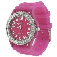 Geneva Platinum CZ Accented Silicon Link Watch