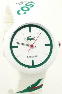Lacoste GOA White Dial White and Green Logo Strap Unisex Watch 2010522 Lacoste GOA White Dial White and Green Logo Strap Unisex Watch 2010522