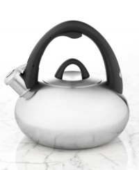 An attractive brushed stainless steel tea kettle finds a welcome home on your range. With an easy-to-use spout lever and a large opening for spill-proof filling and pouring, this kettle weds traditional charm with effortless function. 1-year warranty. An attractive brushed stainless steel tea kettle finds a welcome home on your range. With an easy-to-use spout lever and a large opening for spill-proof filling and pouring, this kettle weds traditional charm with effortless function. 1-year warranty.
