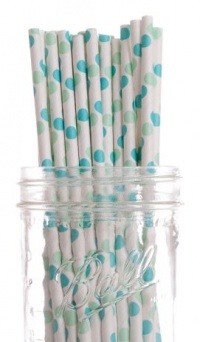Dress My Cupcake Aqua and Green Polka Dot Paper Straws, 50-Pack Dress My Cupcake Aqua and Green Polka Dot Paper Straws, 50-Pack