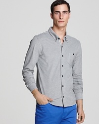 This handsome shirt goes with virtually everything and holds your look together with straightforward appeal. An utterly reliable design rendered in soft cotton from Elie Tahari. This handsome shirt goes with virtually everything and holds your look together with straightforward appeal. An utterly reliable design rendered in soft cotton from Elie Tahari.
