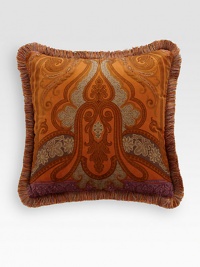 Rendered in plush velvet with textural fringe, a sumptuous Italian-crafted design.Zip closureFringed edges18 squareCottonPolyfillDry cleanMade in Italy Rendered in plush velvet with textural fringe, a sumptuous Italian-crafted design.Zip closureFringed edges18 squareCottonPolyfillDry cleanMade in Italy