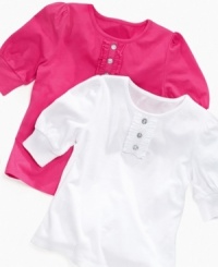 Dainty details. Decorative rhinestones and adorable ruffles make this stylish shirt from So Jenni that perfect addition to her cute looks. Dainty details. Decorative rhinestones and adorable ruffles make this stylish shirt from So Jenni that perfect addition to her cute looks.