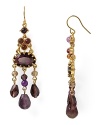 A lavish dangle of semi-precious stones, glass, and resin beads are an ebullient statement on this pair of Lauren Ralph Lauren drop earrings, rich in natural tones color.