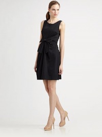 Incredibly flattering, this stretch cotton dress features a pretty bow detail and a subtly flared skirt for an enviable silhouette.Round neckSleevelessBow waist detailU-backBack zipperAbout 38 from shoulder to hem97% cotton/3% Lycra®Dry cleanImported Model shown is 5'11 (180cm) wearing US size 4. Incredibly flattering, this stretch cotton dress features a pretty bow detail and a subtly flared skirt for an enviable silhouette.Round neckSleevelessBow waist detailU-backBack zipperAbout 38 from shoulder to hem97% cotton/3% Lycra®Dry cleanImported Model shown is 5'11 (180cm) wearing US size 4.