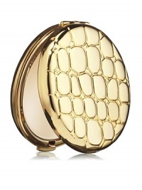 Textured golden compact goes where you go for quick touch-ups anytime. Filled and refillable with Lucidity Translucent Pressed Powder (small size refill). Beautifully boxed with a velvety pouch (not shown). Made in USA. Textured golden compact goes where you go for quick touch-ups anytime. Filled and refillable with Lucidity Translucent Pressed Powder (small size refill). Beautifully boxed with a velvety pouch (not shown). Made in USA.