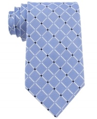Add some visual interest to your look. This grid-patterned tie from Nautica is instantly eye-catching. Add some visual interest to your look. This grid-patterned tie from Nautica is instantly eye-catching.