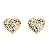 14K Yellow Gold Plated Heart CZ Stud Earrings with Screw-back for Children & Women 14K Yellow Gold Plated Heart CZ Stud Earrings with Screw-back for Children & Women