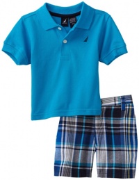 Nautica Infant Boys 2 Piece Solid Polo with Plaid Short Set, Light Aqua, 12/18 Nautica Infant Boys 2 Piece Solid Polo with Plaid Short Set, Light Aqua, 12/18