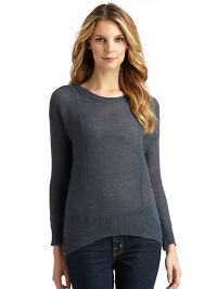 THE LOOKLuxe 2-ply cashmere from expertly maintained inner Mongolian cashmere goatsFeatures long, fine, smooth fibers top-dyed for maximum color saturationSemi-sheer designWaffle textureRibbed roundneck Long ribbed cuff sleevesRibbed hi-lo hemTHE FITAbout 26 from shoulder to hemTHE MATERIALCashmereCARE & ORIGINDry cleanImportedModel shown is 5'10 (177cm) wearing US size Small. THE LOOKLuxe 2-ply cashmere from expertly maintained inner Mongolian cashmere goatsFeatures long, fine, smooth fibers top-dyed for maximum color saturationSemi-sheer designWaffle textureRibbed roundneck Long ribbed cuff sleevesRibbed hi-lo hemTHE FITAbout 26 from shoulder to hemTHE MATERIALCashmereCARE & ORIGINDry cleanImportedModel shown is 5'10 (177cm) wearing US size Small.