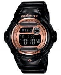 Toast to timely fashion with this black and champagne-colored digital watch from Baby-G. Toast to timely fashion with this black and champagne-colored digital watch from Baby-G.