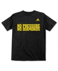 No pain, no gain. No pressure, no diamonds. Keep him on his athletic toes with this graphic tee from Adidas. No pain, no gain. No pressure, no diamonds. Keep him on his athletic toes with this graphic tee from Adidas.