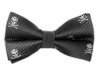 100% Silk Woven Skull and Crossbones Charcoal Self-Tie Bow Tie