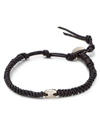 Rugged leather is offset by a flash of sterling silver for an ultra-cool bracelet that supports your masculine edge. Rugged leather is offset by a flash of sterling silver for an ultra-cool bracelet that supports your masculine edge.