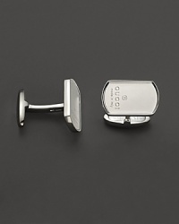Sterling silver Gucci dogtag cuff links. Sterling silver Gucci dogtag cuff links.