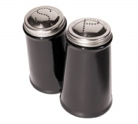 Oggi Salt and Pepper Shaker Set with Stainless Steel Tops, Black