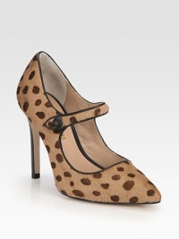 Leopard-print calf hair pumps up this sexy Mary Jane silhouette with contrast leather trim and a timeless point toe. Stacked heel, 4 (100mm)Leopard-print calf hair upper with leather trimPoint toeLeather button closureLeather lining and solePadded insoleImported Leopard-print calf hair pumps up this sexy Mary Jane silhouette with contrast leather trim and a timeless point toe. Stacked heel, 4 (100mm)Leopard-print calf hair upper with leather trimPoint toeLeather button closureLeather lining and solePadded insoleImported