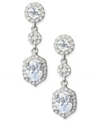 Truly radiant. Carolee's triple-part drop earrings, crafted from silver-tone mixed metal, dazzle with glass crystals and stones-enough to light up any occasion. Approximate drop: 1-1/4 inches. Truly radiant. Carolee's triple-part drop earrings, crafted from silver-tone mixed metal, dazzle with glass crystals and stones-enough to light up any occasion. Approximate drop: 1-1/4 inches.