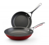 KitchenAid Gourmet Porcelain Enamel Nonstick 9-Inch and 11-1/2-Inch Open Skillet Twin Pack, Red KitchenAid Gourmet Porcelain Enamel Nonstick 9-Inch and 11-1/2-Inch Open Skillet Twin Pack, Red