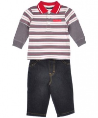Calvin Klein Baby-boys Newborn Polo Long Sleeve Tee And Jean, Assorted, 0-3 Months Calvin Klein Baby-boys Newborn Polo Long Sleeve Tee And Jean, Assorted, 0-3 Months