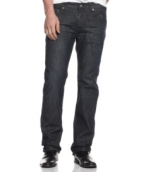 Dress up your denim options with these handsome straight-legged jeans from Alfani Black. Dress up your denim options with these handsome straight-legged jeans from Alfani Black.