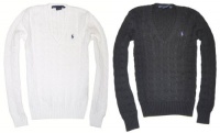 RALPH LAUREN Sport V Neck Cable Knit Womens Sweater RALPH LAUREN Sport V Neck Cable Knit Womens Sweater