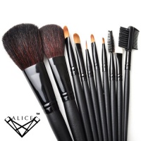 Alice Makeup 10pcs. Professional Brush Set With Nylon Pouch --Black, Gift idea Alice Makeup 10pcs. Professional Brush Set With Nylon Pouch --Black, Gift idea