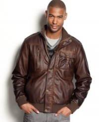 Stay fly. This bomber jacket from Sean John brings a vintage WWII look to your contemporary style. Stay fly. This bomber jacket from Sean John brings a vintage WWII look to your contemporary style.