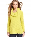 Perk up the fall with this bright cowl-neck sweater from Style&co. Crotchet knitting and a scalloped hem are sweet details to a must-have top!